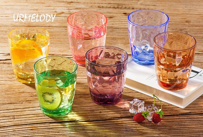 Urmelody 13oz Drinking Glasses Set Acrylic Glassware for Kids Colored Plastic Tumblers Cups Picnic Water Glasses Unbreakable Juice Drinkware for Camping Restaurant Beach Party BPA Free Dishwasher Safe - Image 4